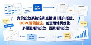 竞价投放系统培训直播课|账户搭建、OCPC智能控流、创意落地页优化、多渠道矩阵投放、团队管理与副业变现全阶实战-第一资源库