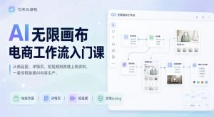AI无限画布电商工作流入门课,从电商图片、详情页、带货视频到TK亚马逊产品上架模板实战,一套课程搞定-第一资源库