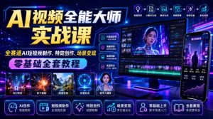 AI视频全能大师实战课|全赛道AI短视频制作、特效创作、场景变现零基础全套教程-第一资源库