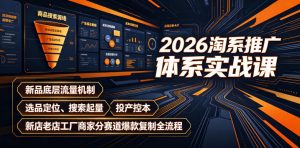 2026淘系推广体系实战课｜新品底层流量机制、选品定位、搜索起量、投产控本、新店老店工厂商家分赛道爆款复制全流程（更新）-第一资源库