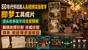 80年代怀旧真人AI视频实操教学,即梦工具成片、镜头故事提示词全套模板,解锁伙伴计划分成计划商单收徒等多重收益-第一资源库