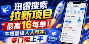 迅雷搜索拉新项目,最高16每单!不限量级人人可冲,零门槛上手(更新0807)-第一资源库