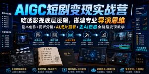 AIGC短剧变现实战营|吃透影视底层逻辑,搭建专业导演思维,剧本创作+视听分镜+AI成片剪辑+去AI质感全链路变现教学-第一资源库