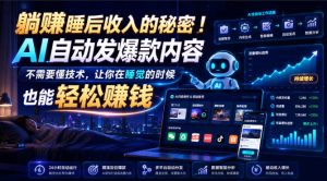 躺賺睡后收入的秘密!AI自动发爆款内容,不需要懂技术,让你在睡觉的时候也能轻松賺钱【原创双语字幕】-第一资源库