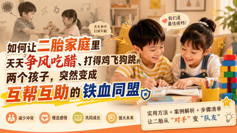 付费文章：如何让二胎家庭里天天争风吃醋、打得鸡飞狗跳的两个孩子，突然变成互帮互助的铁血同盟？-第一资源库