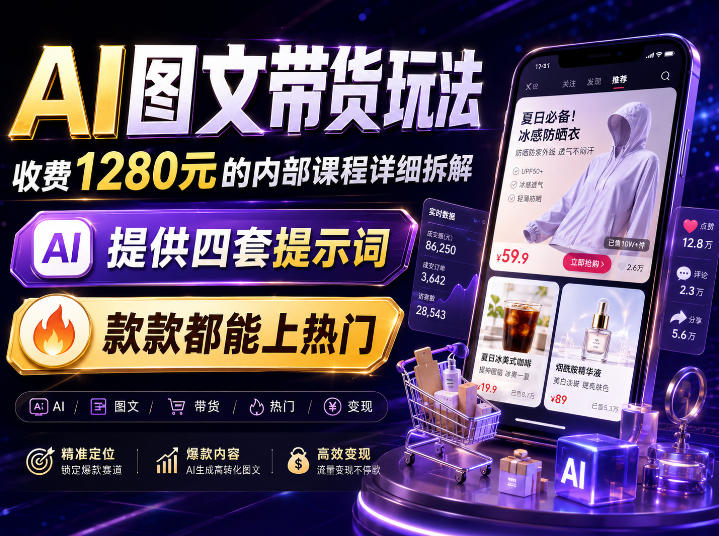 AI图文带货内部玩法，1280内部课程对外系统拆解，看完直接上手变现！-第一资源库