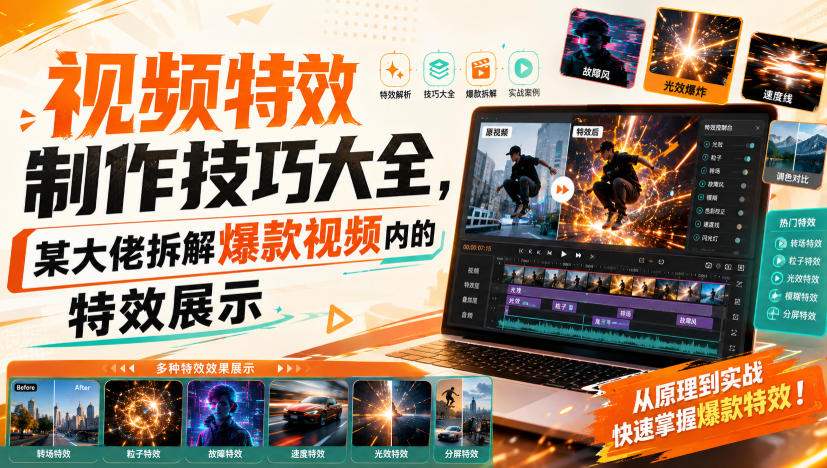 视频特效制作技巧大全，某大佬拆解爆款视频内的特效展示-第一资源库