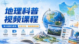地理科普视频课程,某大佬倾力教学,伙伴计划、精选独家收益-第一资源库