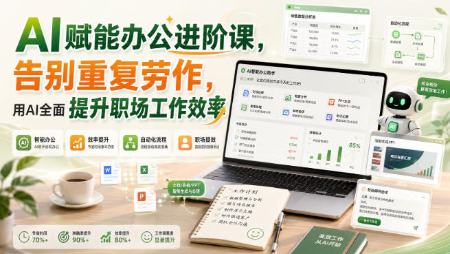 AI赋能办公进阶课，告别重复劳作，用AI全面提升职场工作效率-第一资源库