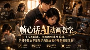 帧心话AI动画教学|从写剧本、出画面到成片剪辑,手把手教会零基础学员独立制作爆款情感漫剧-第一资源库