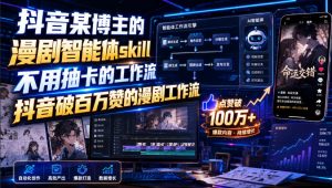 抖音某博主的漫剧智能体skill，不用抽卡的工作流，抖音破百万赞的漫剧工作流-第一资源库