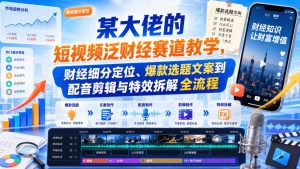 某大佬的短视频泛财经赛道教学，财经细分定位、爆款选题文案到配音剪辑与特效拆解全流程-第一资源库