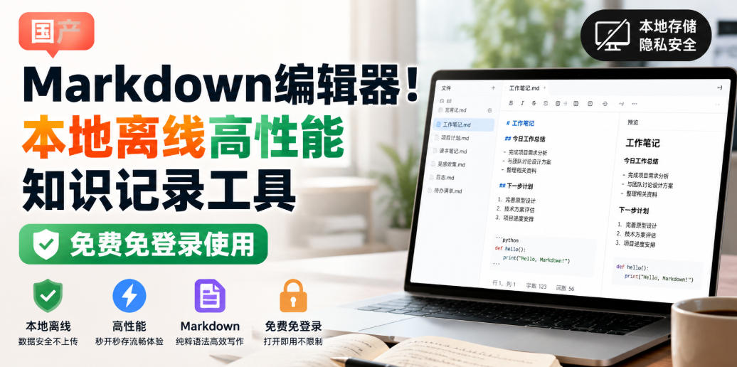 国产Markdown编辑器！本地离线高性能知识记录工具，免费免登录使用-第一资源库