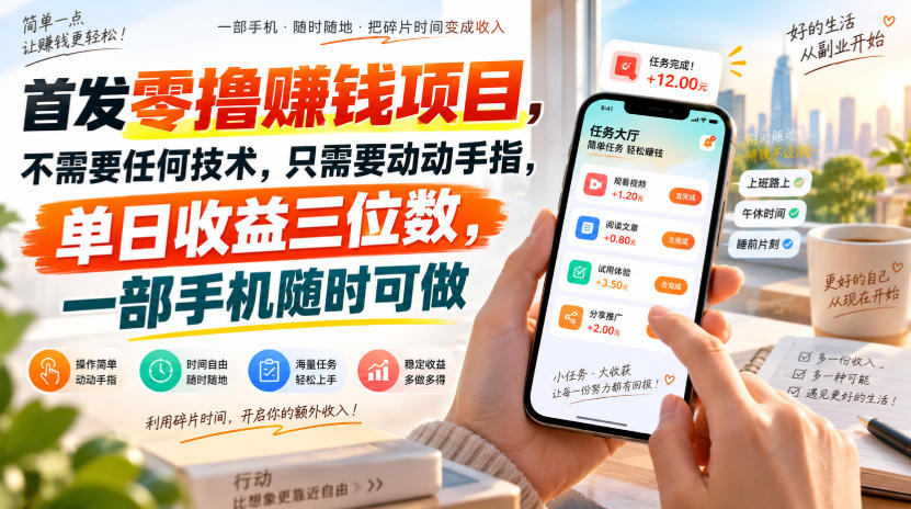 首发零撸賺钱项目，不需要任何技术，只需要动动手指，单日收益三位数，一部手机随时可做【揭秘】-第一资源库