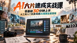 AI大片速成实战课|零基础30分钟上手,从工具入门到多风格AI视频全案落地-第一资源库