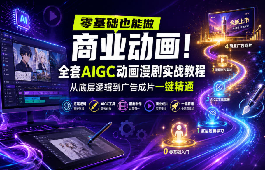 零基础也能做商业动画！全套AIGC动画漫剧实战教程，从底层逻辑到广告成片一键精通（更新0905）-第一资源库