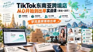 TikTok东南亚跨境店从0开始到出单实战课(基础+进阶),店铺搭建、选品发货、达人对接、GMV投流,学完直接落地出单-第一资源库