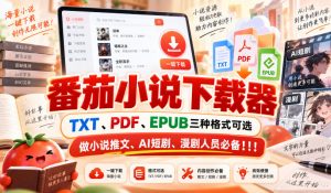 番茄小说下载器,TXT、PDF、EPUB三种格式可选,做小说推文、AI短剧、漫剧人员必备!!!-第一资源库