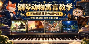 钢琴动物寓言教学，可做精选独家分成计划，对标35W粉丝博主同款课-第一资源库