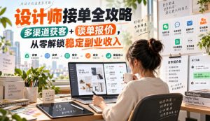 设计师接单全攻略-无水印,多渠道获客+谈单报价,从零解锁稳定副业收入-第一资源库