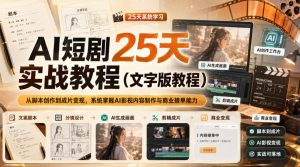 AI短剧25天实战教程(文字版教程),从脚本创作到成片变现,系统掌握AI影视内容制作与商业接单能力-第一资源库