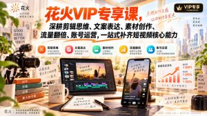 花火VIP专享课,深耕剪辑思维、文案表达、素材创作、流量翻倍、账号运营,一站式补齐短视频核心能力-第一资源库