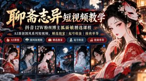 聊斋志异短视频教学,抖音12W粉丝博主狐面娘精选课程,AI原创国风系列短视频,精选独家丨起号收徒丨接商单等-第一资源库