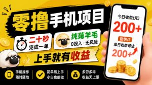 零撸手机项目,二十秒完成一单,纯薅羊毛,上手就有收益,勤快点单日收益可达200+【揭秘】-第一资源库