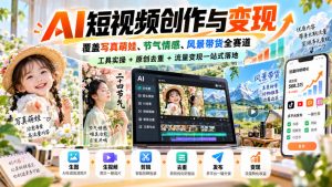 AI短视频创作与变现,覆盖写真萌娃、节气情感、风景带货全赛道,工具实操+原创去重+流量变现一站式落地-第一资源库