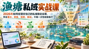 渔塘私域实战课,2026年如何经营好自己的私域稳定业绩,学会蓄水、养鱼、培育、转化,不再一次性收割客户-第一资源库