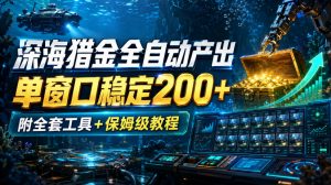 深海猎金全自动产出,单窗口稳定200+,附全套工具+保姆级教程【揭秘】-第一资源库