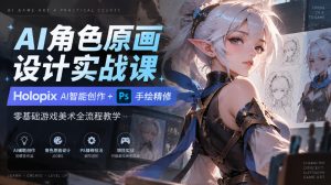 AI角色原画设计实战课|Holopix AI智能创作+PS手绘精修,零基础游戏美术全流程教学-第一资源库