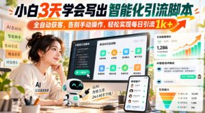 小白3天学会写出智能化引流脚本,全自动获客,告别手动操作,轻松实现每日引流1k+-第一资源库