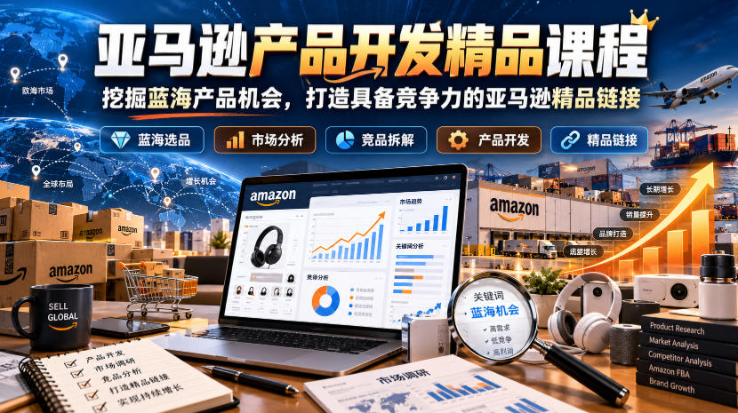 亚马逊产品开发精品课程，挖掘蓝海产品机会，打造具备竞争力的亚马逊精品链接-第一资源库