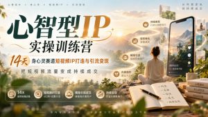 心智型IP实操训练营｜14天身心灵赛道短视频IP打造与引流变现，把短视频流量变成持续成交-第一资源库