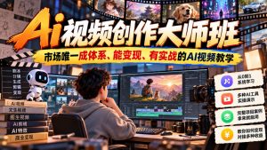 Ai视频创作大师班,市场唯一成体系、能变现、有实战的AI视频教学(更新2026)-第一资源库