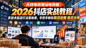 天祥电商潮汕电商圈|2026抖店实战教程,多技术起店打法落地课,手把手教你新店起爆稳定出单-第一资源库