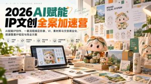 2026AI赋能ip文创全案加速营,AI赋能IP创作,一套流程搞定形象、VI、素材库与文创商业化,搭建整套IP视觉与商业方案-第一资源库