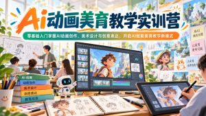 Ai动画美育教学实训营，零基础入门掌握AI动画创作、美术设计与创意表达，开启AI赋能美育教学新模式-第一资源库