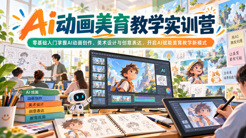 Ai动画美育教学实训营，零基础入门掌握AI动画创作、美术设计与创意表达，开启AI赋能美育教学新模式-第一资源库