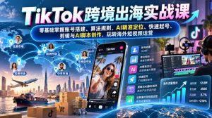 TikTok跨境出海实战课:零基础掌握账号搭建、算法规则、AI精准定位、快速起号、剪辑与AI脚本创作,玩转海外短视频运营-第一资源库