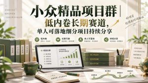 小众精品项目群｜低内卷长期赛道，单人可落地细分项目持续分享-第一资源库