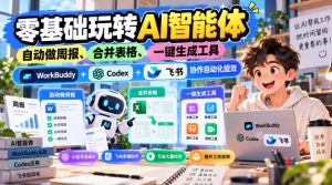 【无水印】零基础玩转AI智能体,自动做周报、合并表格、一键生成工具,WorkBuddy+Codex + 飞书协作自动化提效-第一资源库