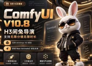 ComfyUI V10.8中文整合包,H3闲兔导演,支持无限分镜无限时长,1000+工作流,动作迁移,角色替换,视频一致性,口型同步,低显存可用-第一资源库