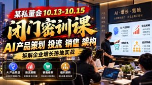 某私董会10.13-10.15闭门密训课,AI产品策划投流销售架构,拆解企业增长落地实战-第一资源库